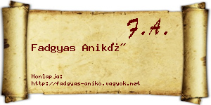 Fadgyas Anikó névjegykártya
